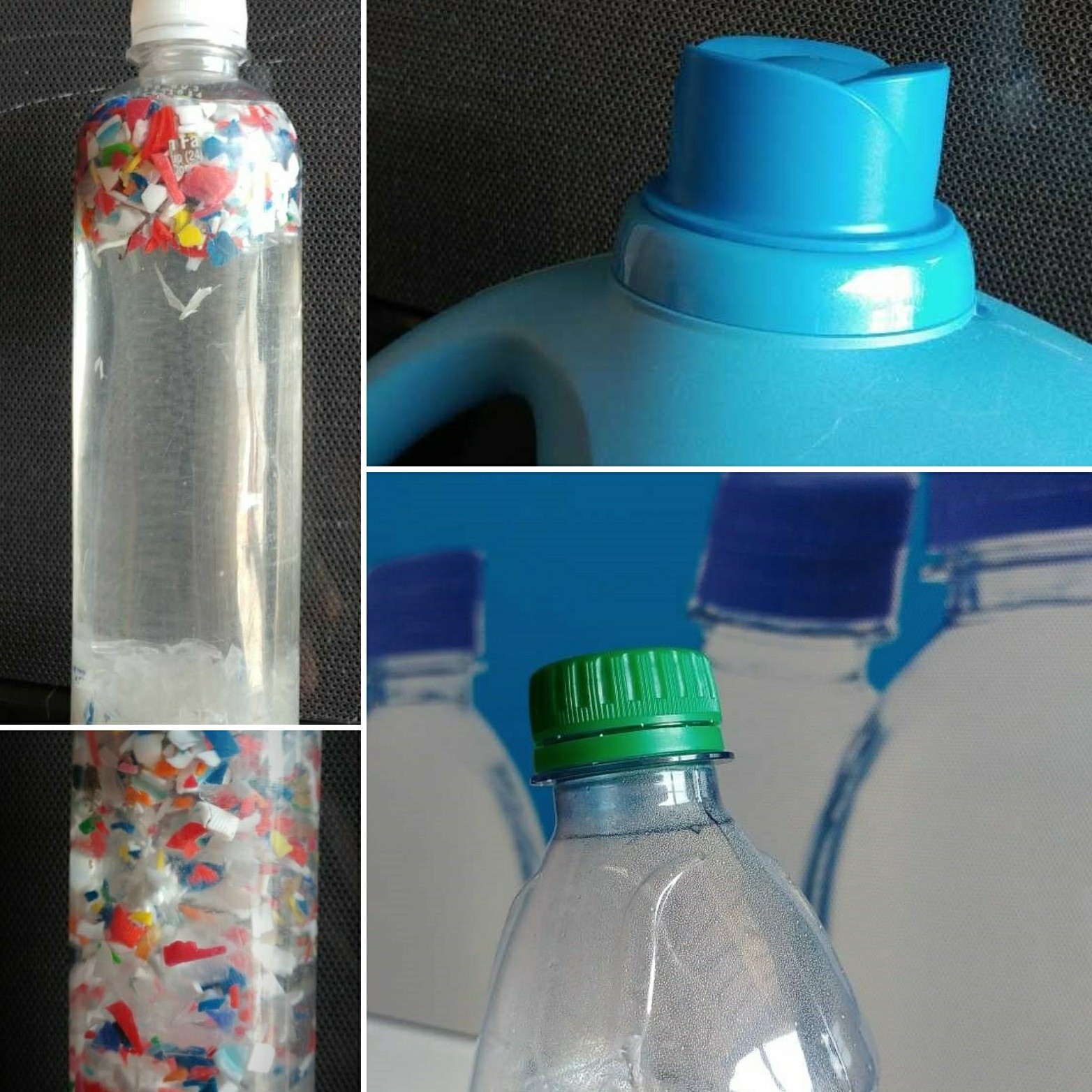 plastic bottle and flake