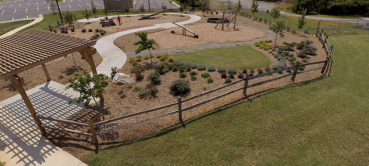 Aerial view of Ole Asheboro Nature Play Yard