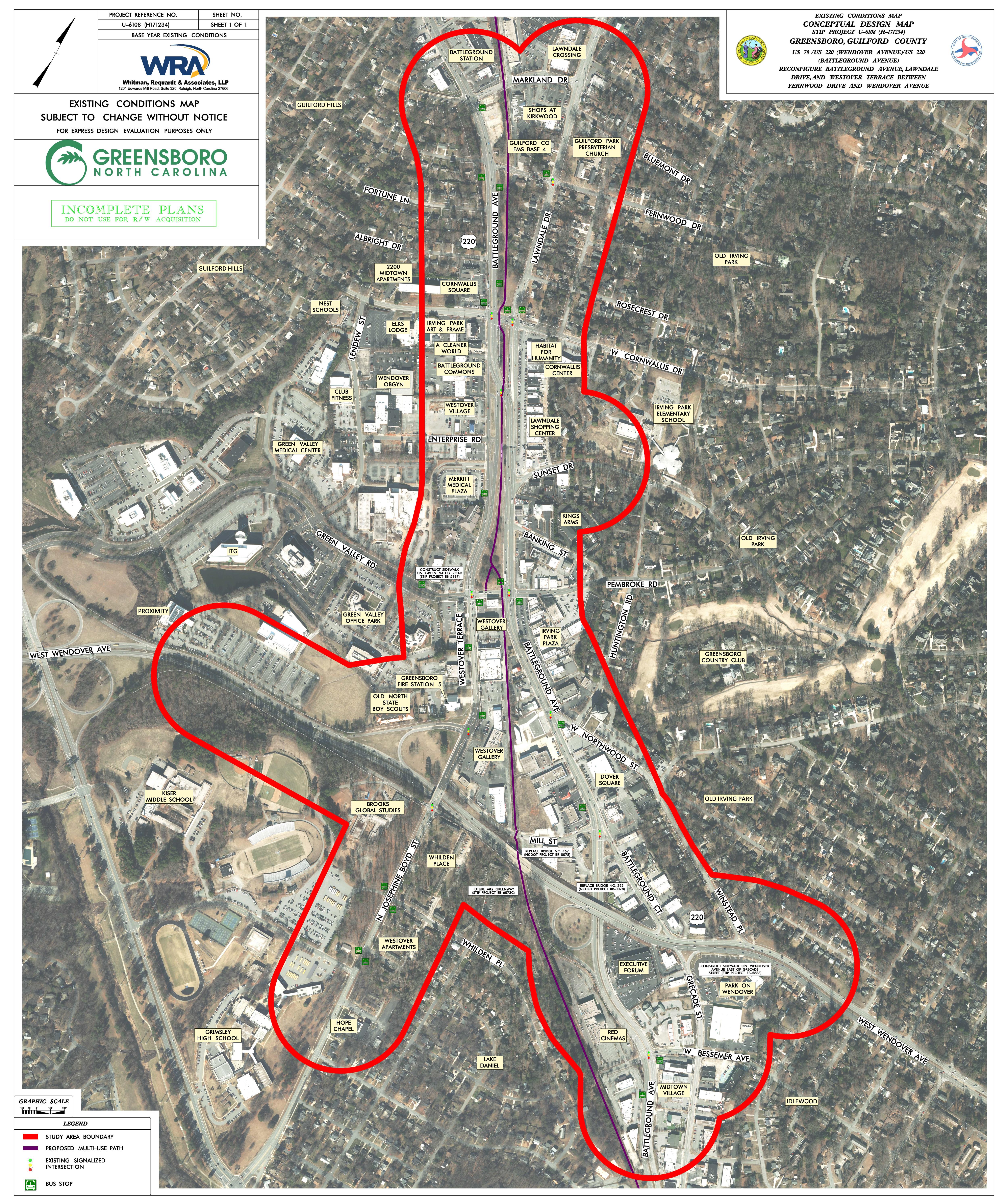 Aerial map of road network