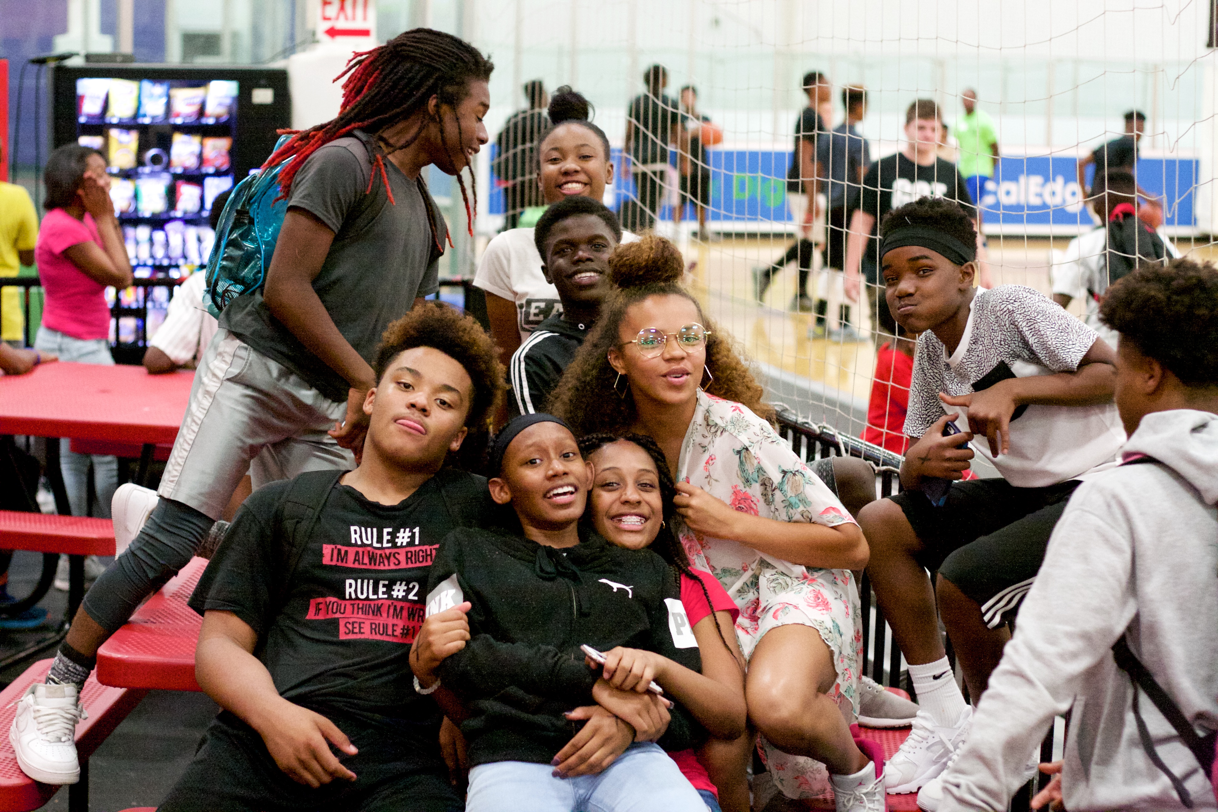 Teens smiling in a group