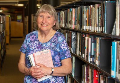 Linda Coble Smiles in the Stacks