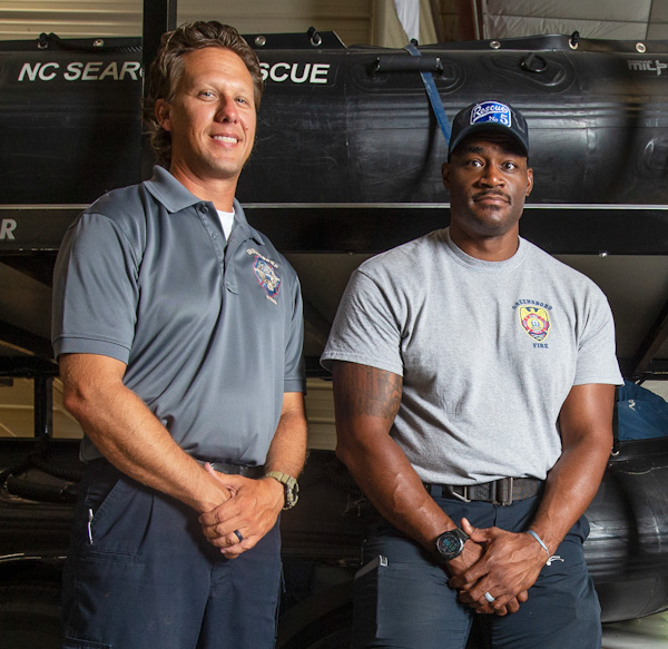 Chief Andy Jones, senior firefighter PeeDee Waddell, City of Greensboro Fire Department