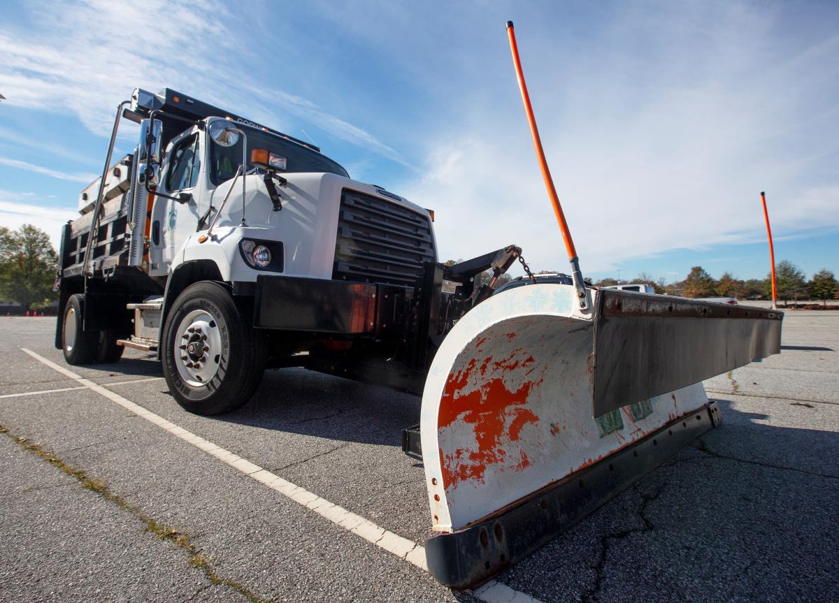 Snow plow parked